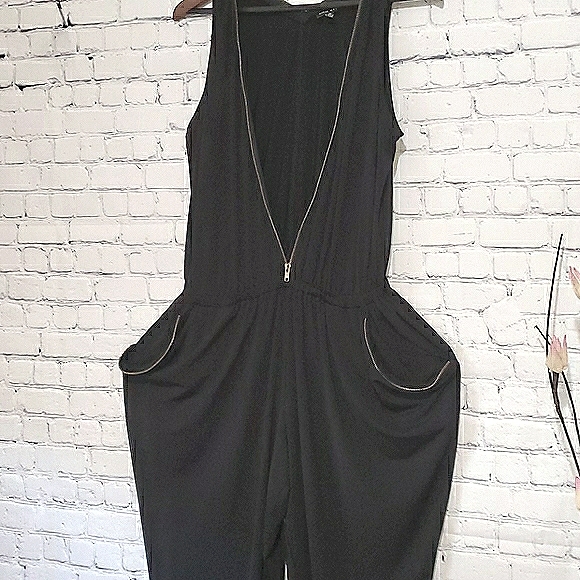 City Chic Pants - City Chic Sleeveless Baggie Jumpsuit Black Size XS